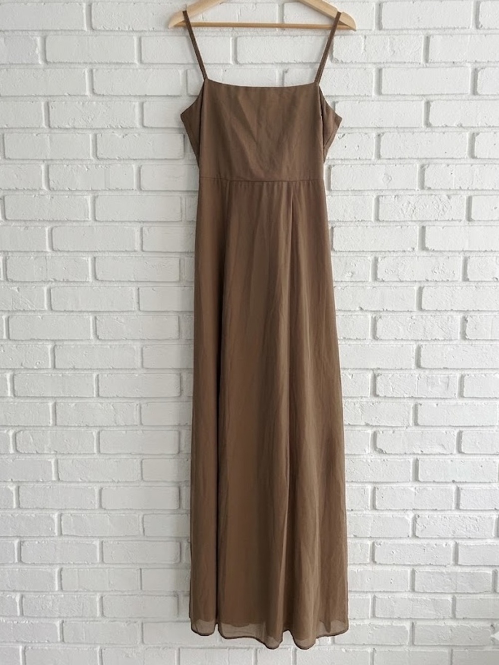 Show Me Your Mumu Lauren Tie Back Maxi Dress Taupe Chiffon Size M
